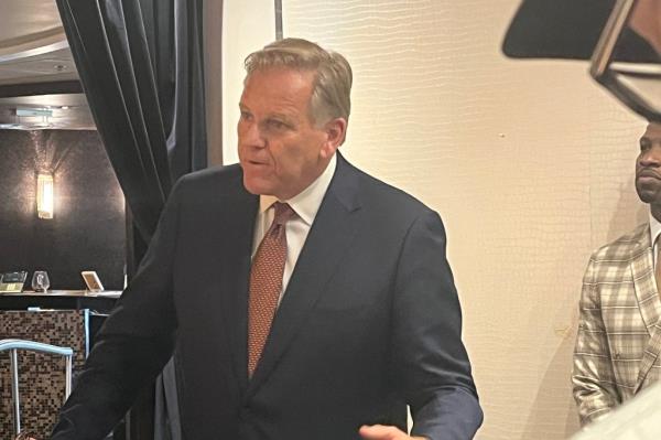 Mike Rogers, Republican Senate candidate in Michigan, speaking at a pastors roundtable in Detroit